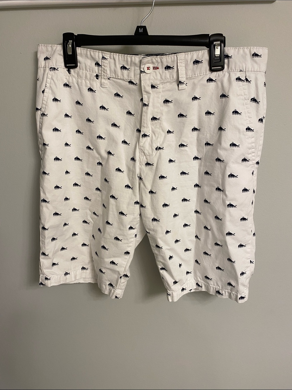 Beverly Hills Polo Club White Cotton Shorts with Navy Whale Print